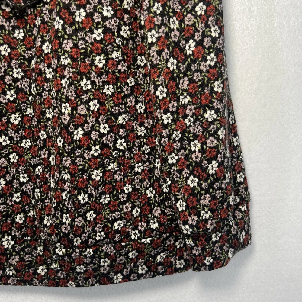 Kids Long Sleeve Pheasant Shirt Front Frills Floral Red Black Girls Size Large 8